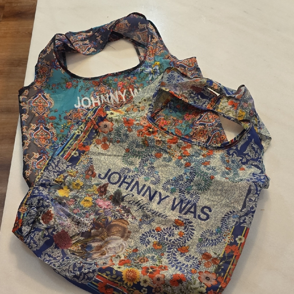 Johnny Was Floral and Paisley Tote Bags - Blue and Multicolor